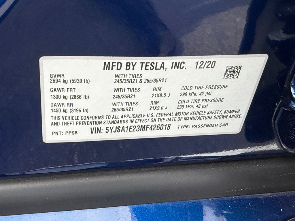 2021 Tesla Model S Long Range Plus AWD - 23040336 - 39