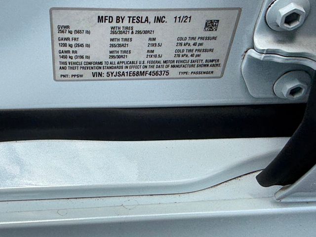 2021 Tesla Model S **MODEL S PLAID**WHITE ON WHITE INTERIOR**21" WHEELS** - 23019869 - 44