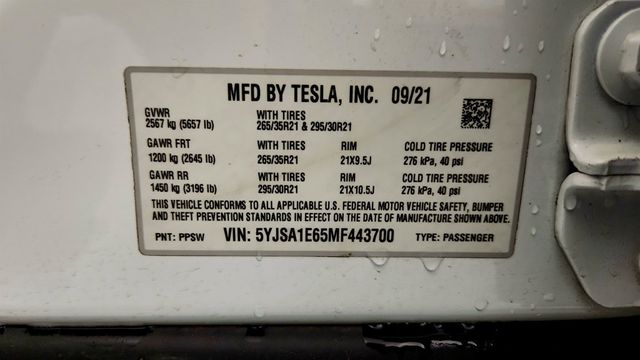 2021 Tesla Model S Plaid AWD w/ 21'' Arachnid Wheels and Premium Cream Interior - 23009553 - 22