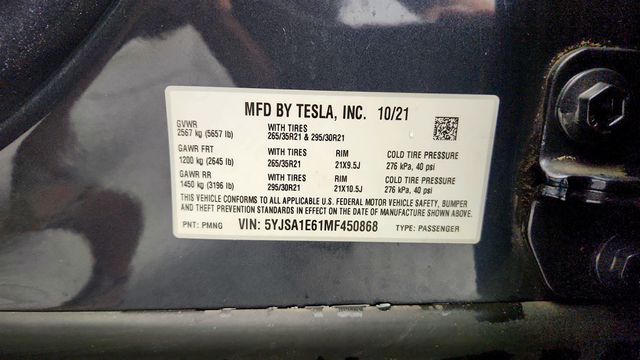 2021 Tesla Model S Plaid AWD with 21'' Arachnid Wheels - 23053258 - 23