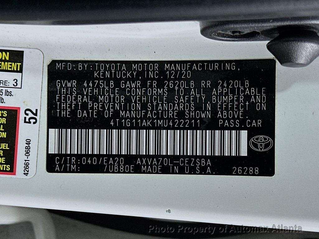 2021 Toyota Camry SE - 22554174 - 32