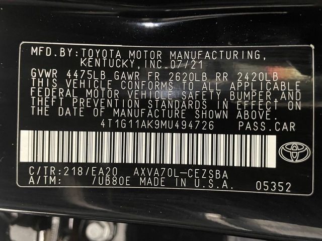 2021 Toyota Camry SE Automatic - 22954586 - 44