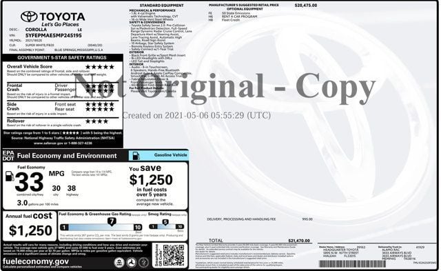 2021 Toyota Corolla LE CVT - 23086323 - 3