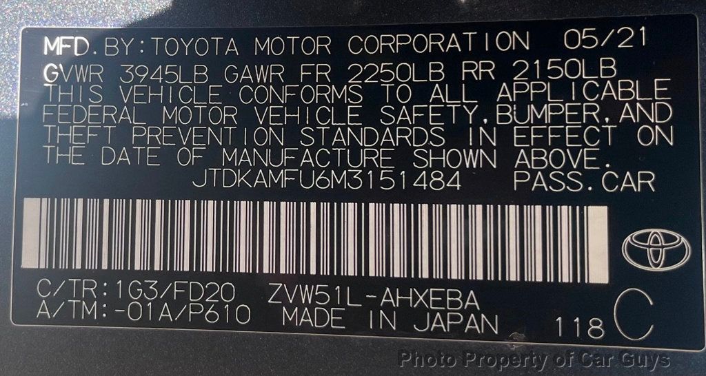 2021 Toyota Prius Prius LE Hatchback FWD - 22162677 - 41