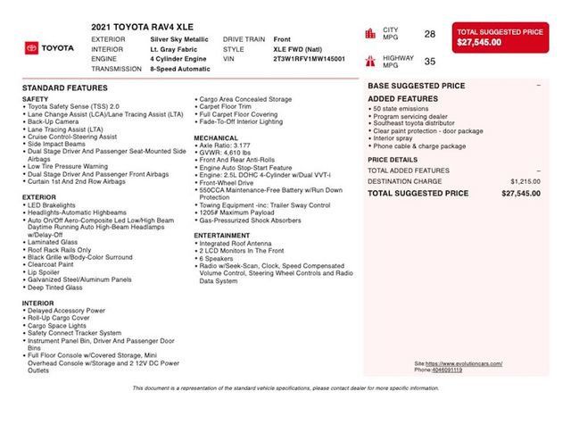 2021 Toyota RAV4 XLE FWD - 23020407 - 2