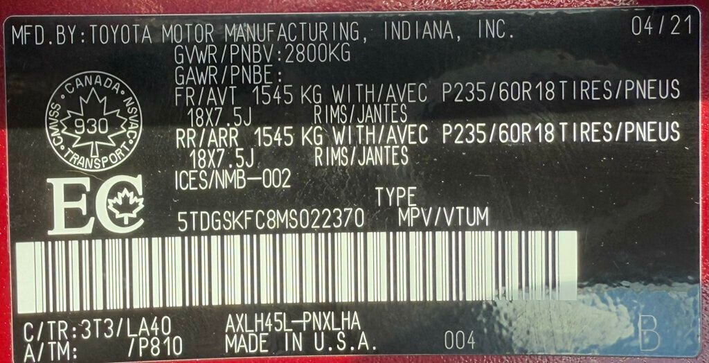 2021 Toyota Sienna Limited AWD 7-Passenger - 22902310 - 52