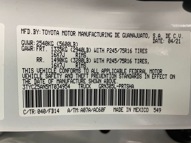 2021 Toyota Tacoma 4WD SR Double Cab 5' Bed V6 Automatic - 22916644 - 50