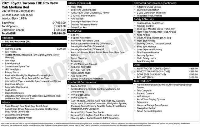 2021 Toyota Tacoma 4WD TRD Pro Double Cab 5' Bed V6 Automatic - 23056368 - 5