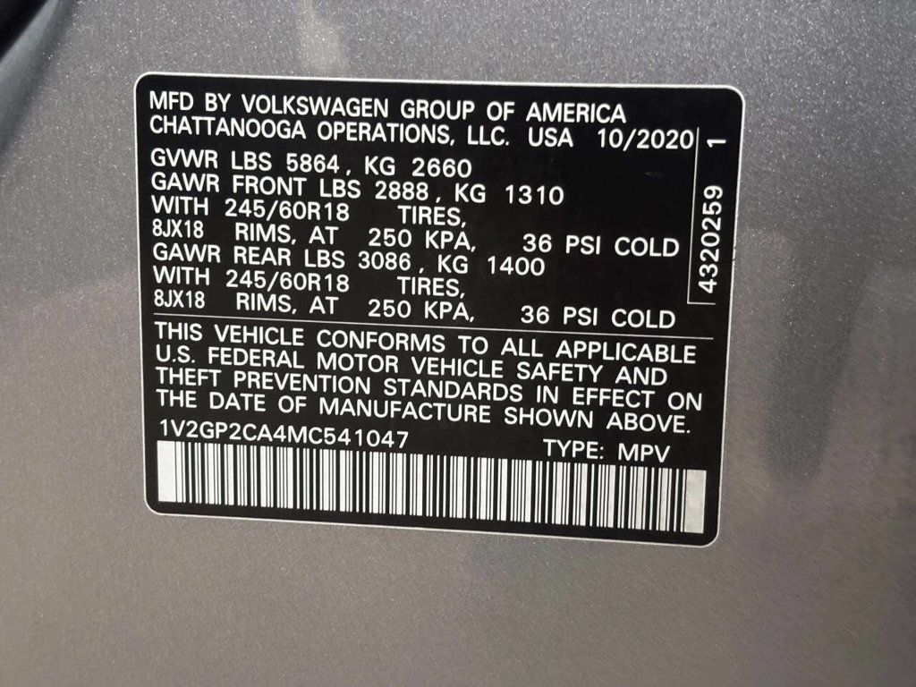 2021 Volkswagen Atlas 2.0T S 4MOTION - 23031428 - 36