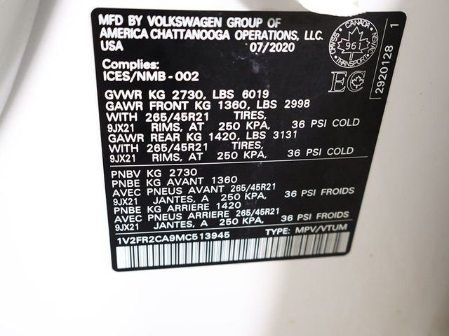 2021 Volkswagen Atlas 3.6L V6 SEL Premium R-Line 4MOTION - 23006319 - 65