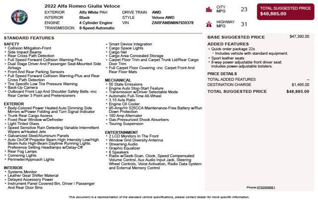 2022 Alfa Romeo Giulia Veloce - 23079778 - 2