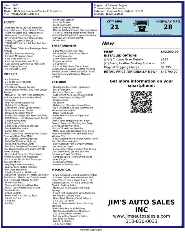 2022 Audi Q3 S Line Premium Plus Brand New Tires  - 22950948 - 6