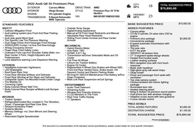 2022 Audi Q8 Premium Plus 55 TFSI quattro - 23014911 - 2