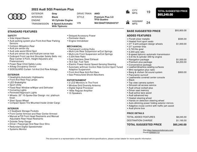 2022 Audi SQ5 Premium Plus 3.0 TFSI quattro - 23029639 - 2