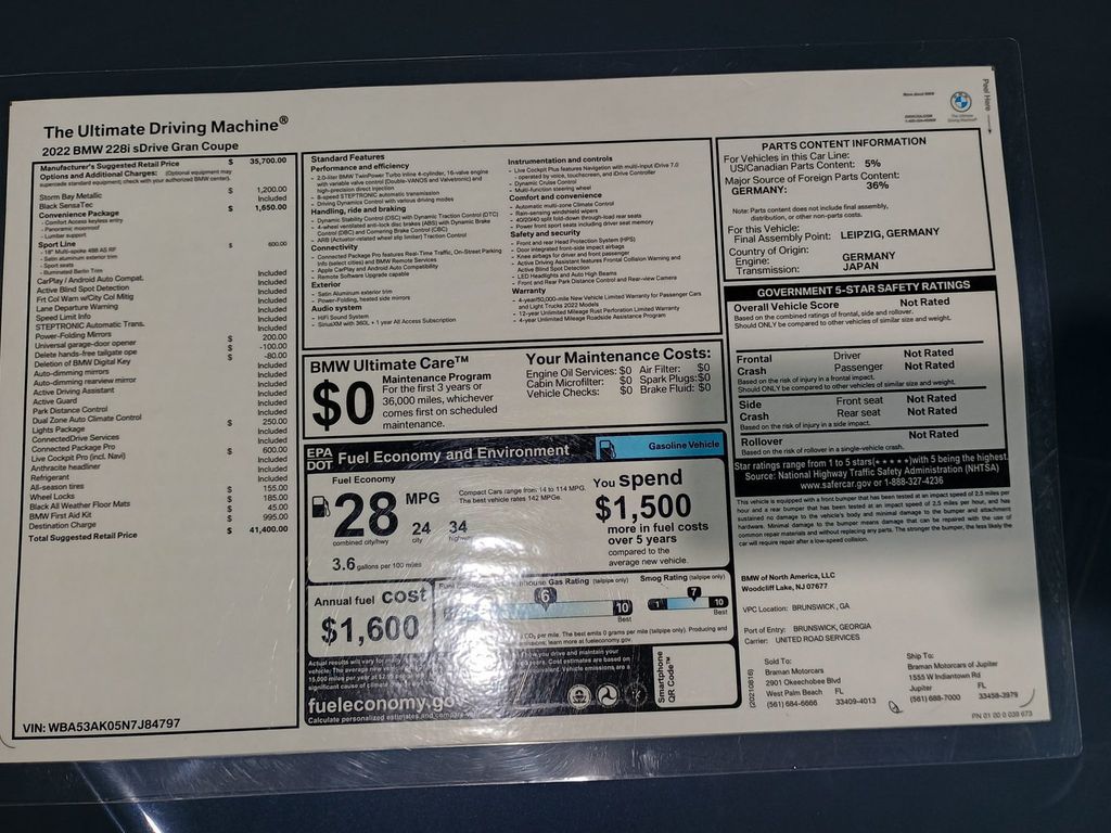 2022 BMW 2 Series 228i Gran Coupe 1 Owner Clean AutoCheck - 23070714 - 41