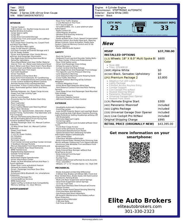 2022 BMW 2 Series 228i xDrive Gran Coupe - 22928440 - 52