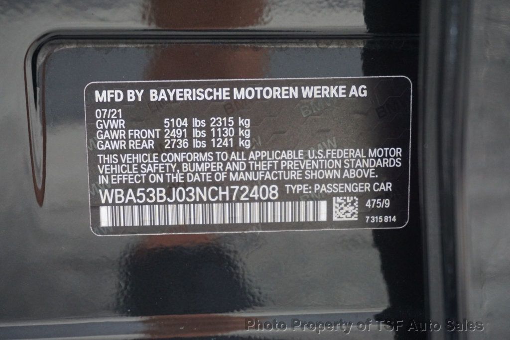 2022 BMW 5 Series 540i Sedan M SPORT/PREMIUM/LUXURY SEATING/20" WHEELS/HUD LOADED! - 23074618 - 43