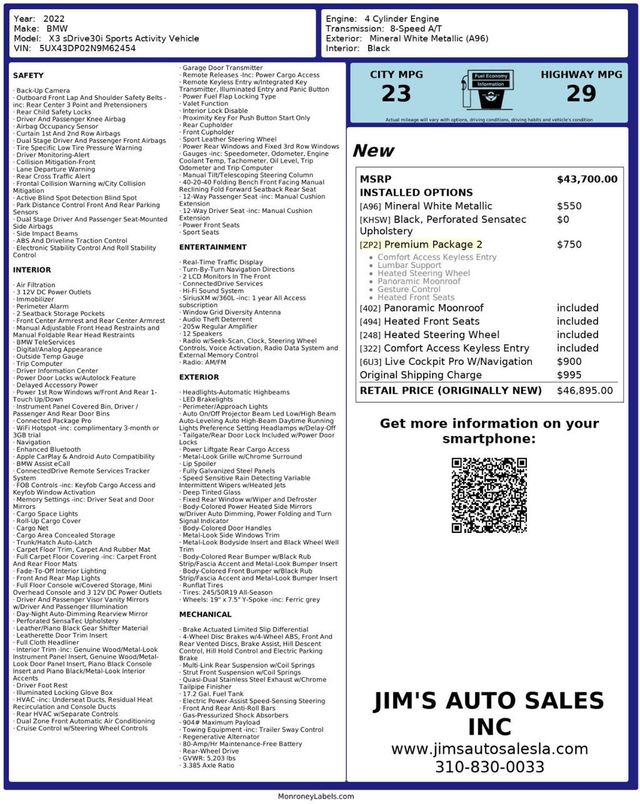 2022 BMW X3 sDrive30i Sport Premium Pkg 2 - 22923101 - 6