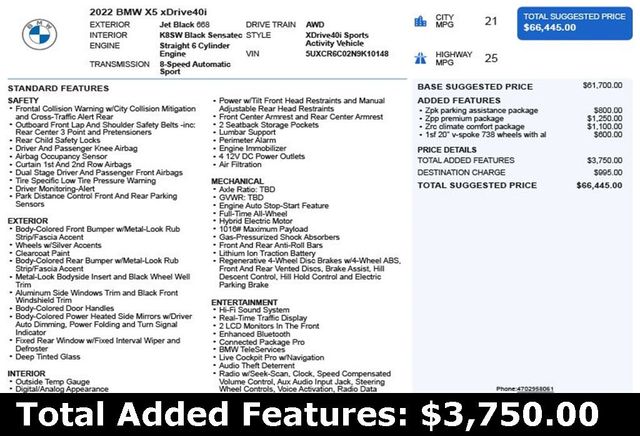 2022 BMW X5 xDrive40i Sports Activity Vehicle - 22801894 - 2