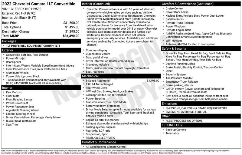 2022 Chevrolet Camaro 2dr Convertible 1LT - 22894632 - 5