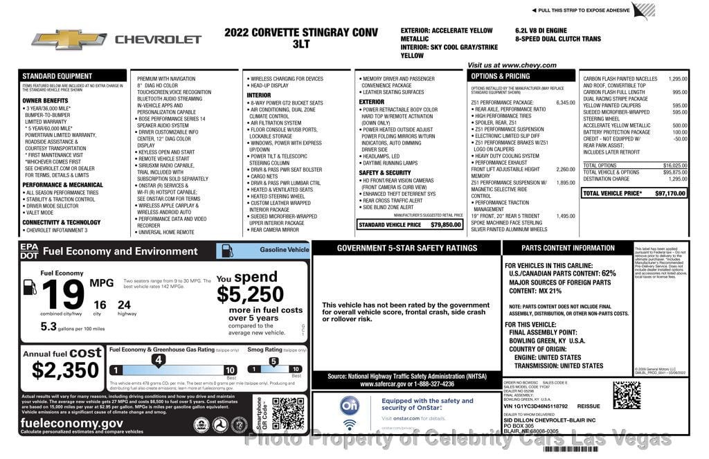 2022 Chevrolet Corvette Z51, 3LT, lift, magnetic, and more with $97k msrp! - 22935466 - 10