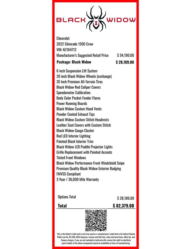 2022 Chevrolet Silverado 1500 LTD 4WD Crew Cab 147'' RST w/ Black Widow Upgrades & Safety Package - 23081762 - 25