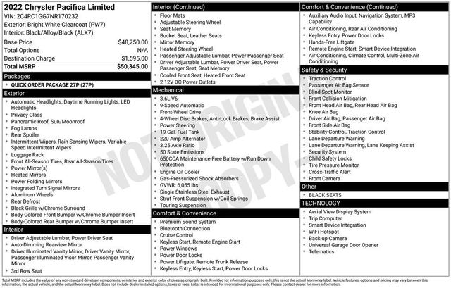 2022 Chrysler Pacifica Limited FWD - 22947109 - 5