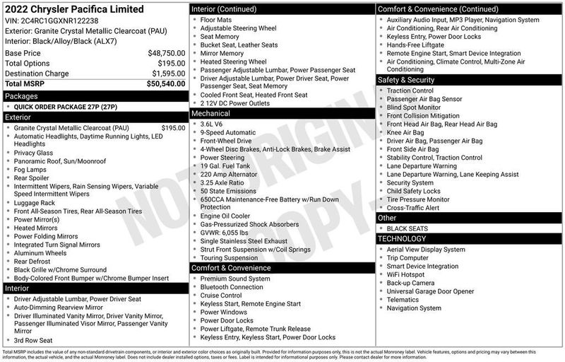 2022 Chrysler Pacifica Limited FWD - 22978446 - 5