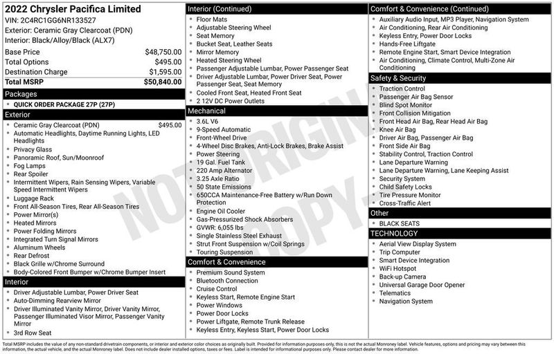 2022 Chrysler Pacifica Limited FWD - 22994264 - 5