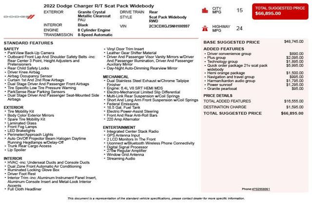 2022 Dodge Charger Scat Pack Widebody RWD - 22996891 - 2