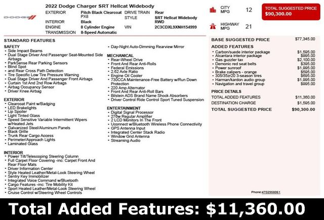 2022 Dodge Charger SRT Hellcat Widebody - 22966229 - 2
