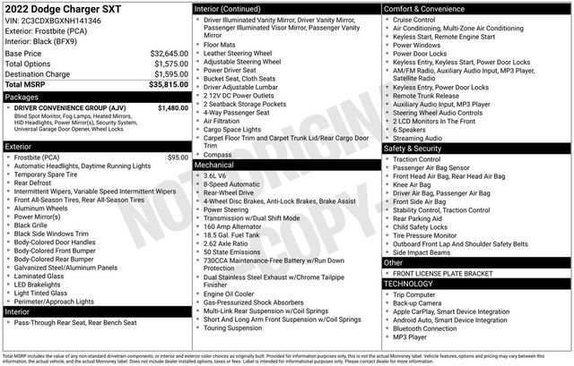 2022 Dodge Charger SXT RWD - 22987303 - 5