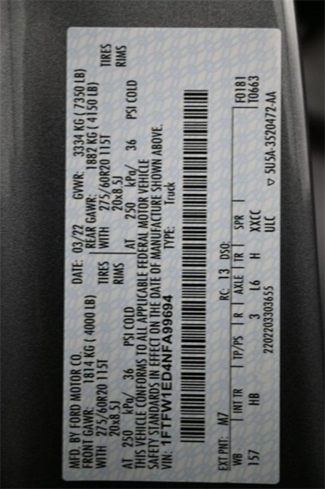 2022 Ford F-150 Lariat - 22955422 - 3