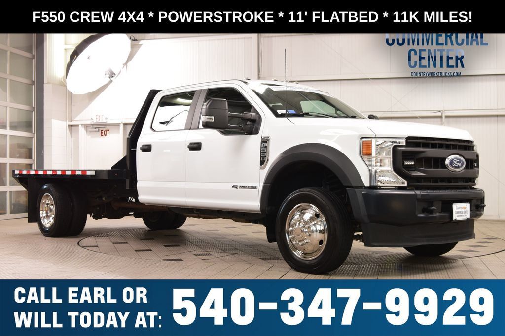 2022 Ford Super Duty F-550 DRW F550 CREW 4X4 * POWERSTROKE * 11' FLATBED * 11K MILES - 23021655 | Video 1