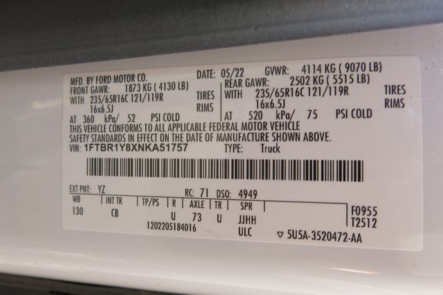 2022 Ford Transit Cargo Van T-250 130" Low Rf 9070 GVWR RWD - 23054049 - 35