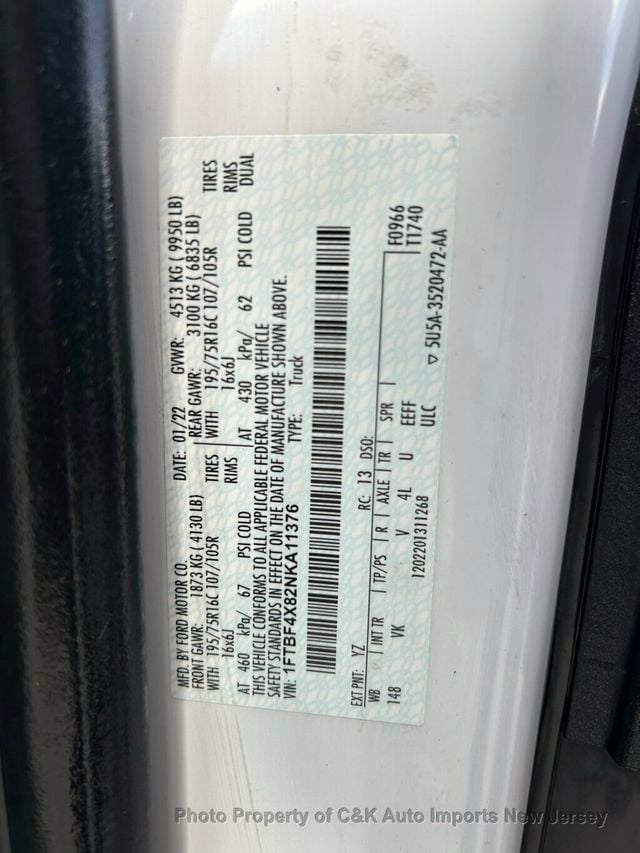 2022 Ford Transit Cargo Van T-350 HD 148" EL Hi Rf 9950 GVWR DRW RWD - 23068355 - 49
