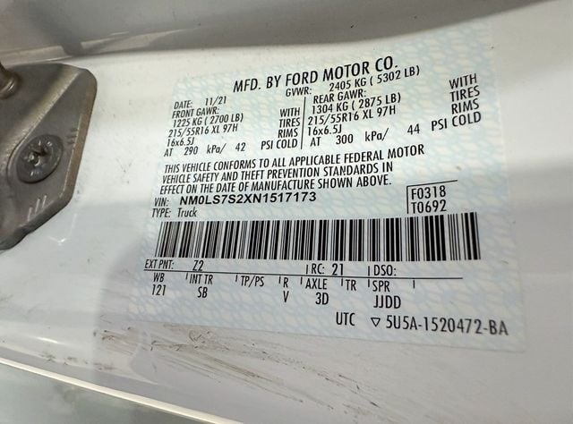 2022 Ford Transit Connect Van XL LWB w/Rear Symmetrical Doors - 22961483 - 38