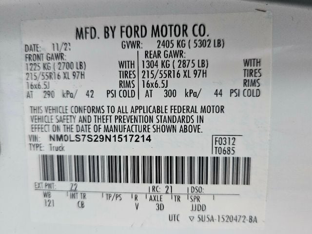 2022 Ford Transit Connect Van XL LWB w/Rear Symmetrical Doors - 22930060 - 35