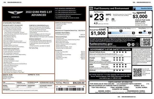 2022 Genesis GV80 2.5T RWD - 23074289 - 25