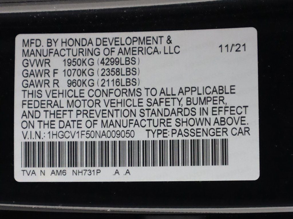 2022 Honda Accord Sedan EX-L 1.5T CVT - 22640357 - 52