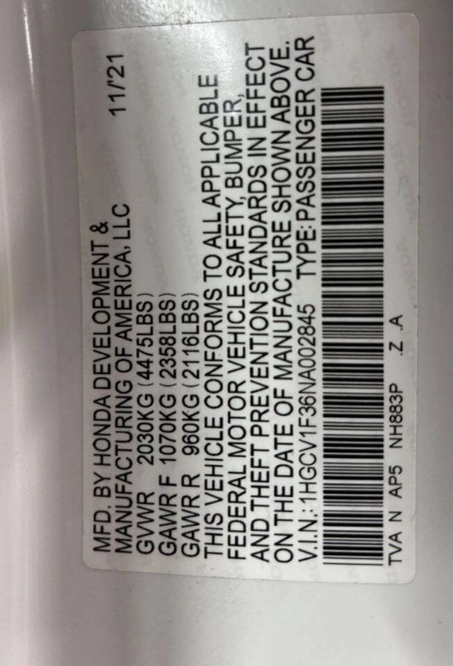 2022 Honda Accord Sedan Sport 1.5T CVT - 23011852 - 35
