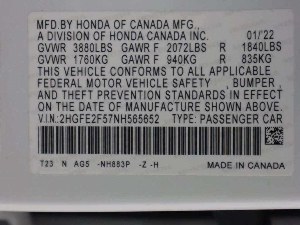 2022 Honda Civic Sedan Sport CVT - 22601493 - 43