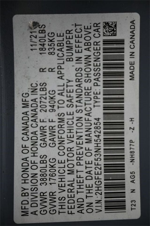 2022 Honda Civic Sedan Sport CVT - 22900937 - 3