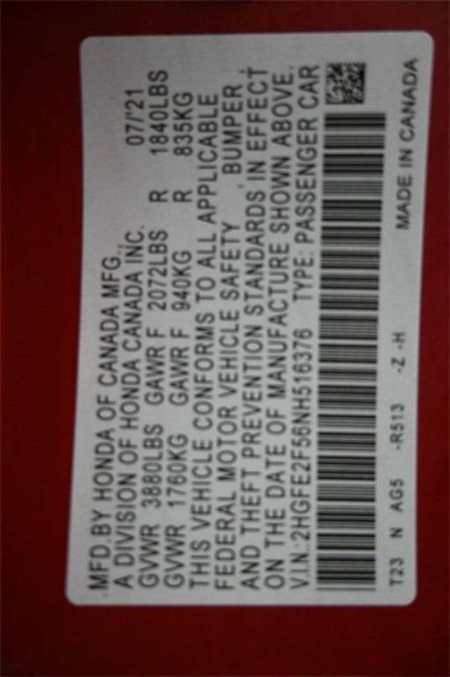 2022 Honda Civic Sedan Sport CVT - 22927825 - 3