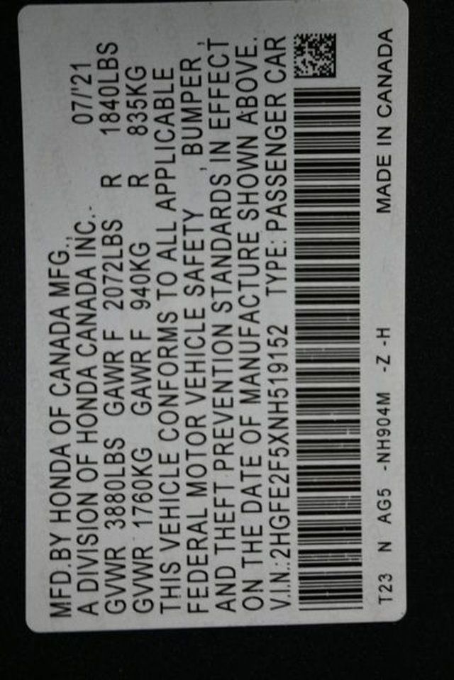 2022 Honda Civic Sedan Sport CVT - 22995144 - 3