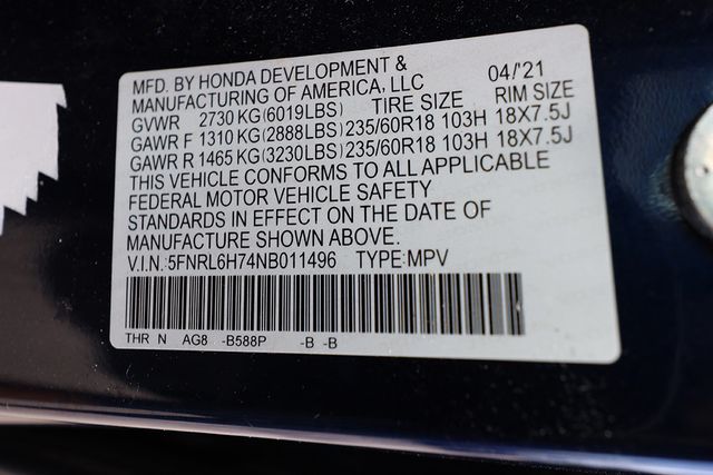 2022 HONDA ODYSSEY EX-L Automatic - 23018022 - 33