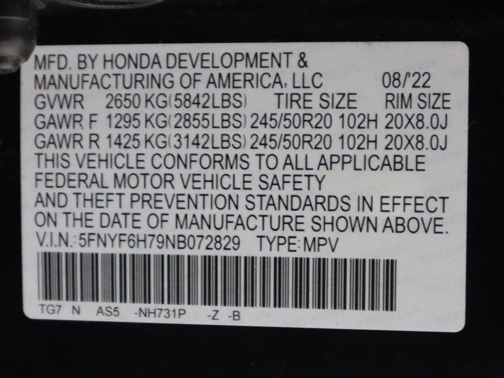 2022 Honda Pilot Black Edition AWD - 22691012 - 61