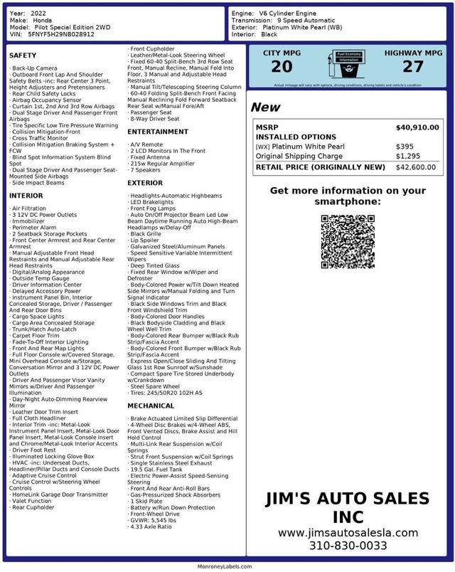 2022 Honda Pilot Special Edition - 22962140 - 6