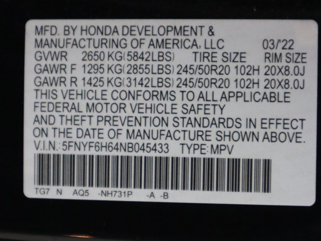 2022 Honda Pilot Touring 7-Passenger AWD - 22533615 - 62