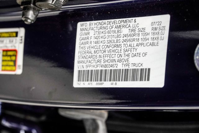 2022 Honda Ridgeline RTL-E AWD - 22914253 - 37